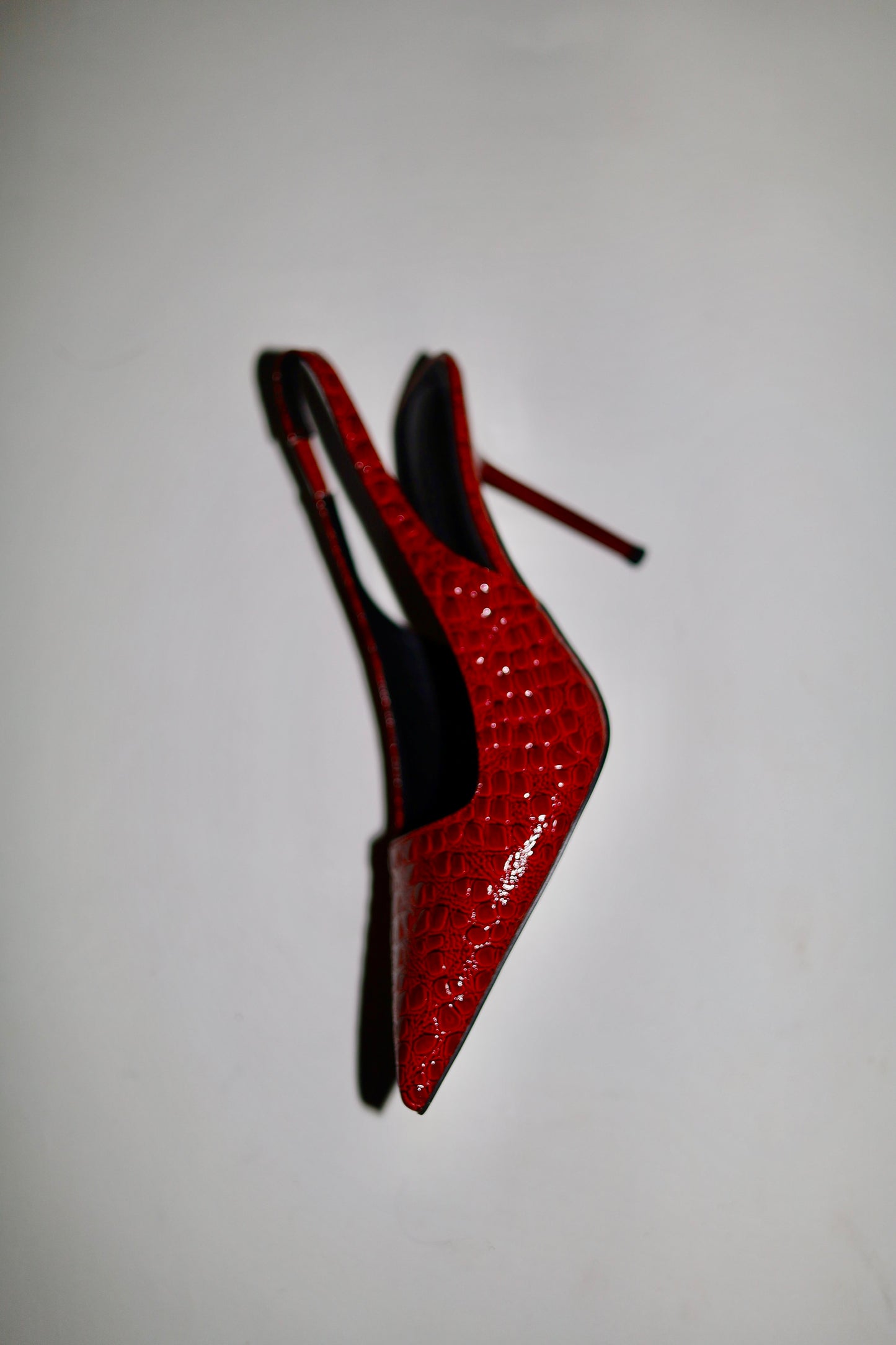 Elsa Slingback Pump Red Croc Patent 100 mm