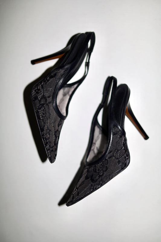 Alexandra Black Lace Slingback 110 mm