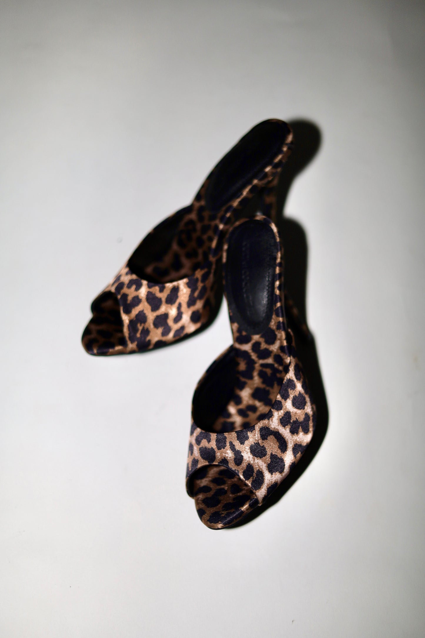 Ford Leopard Satin Open Toe Mules