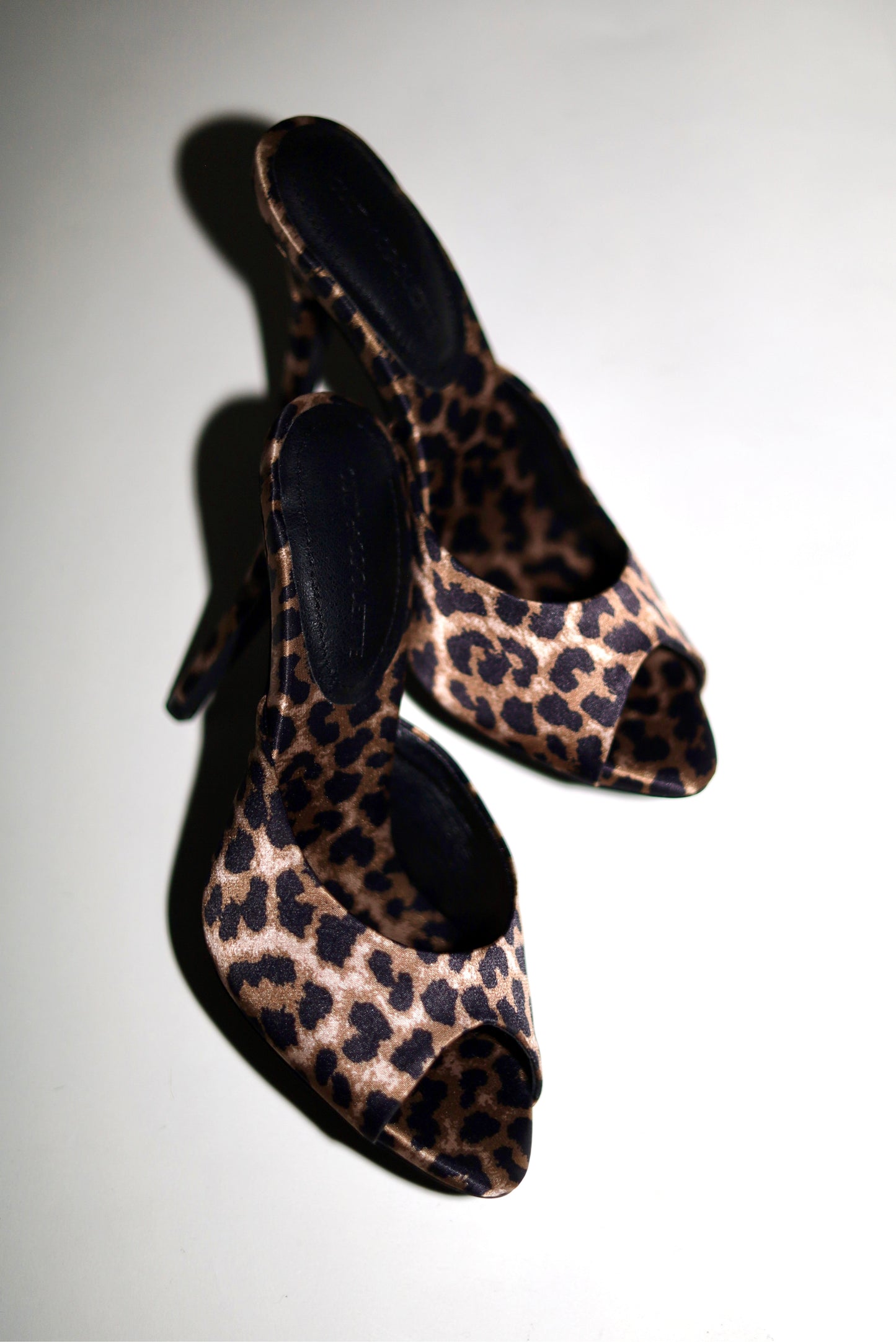 Ford Leopard Satin Open Toe Mules