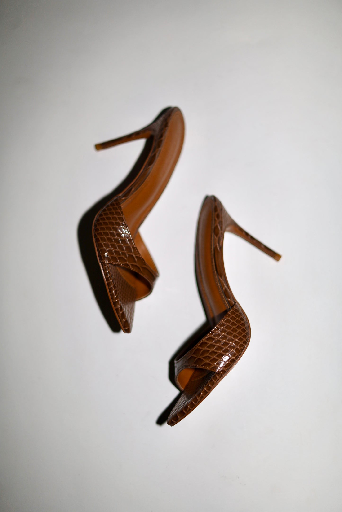 Gia Brown Reptile Mules 80 mm