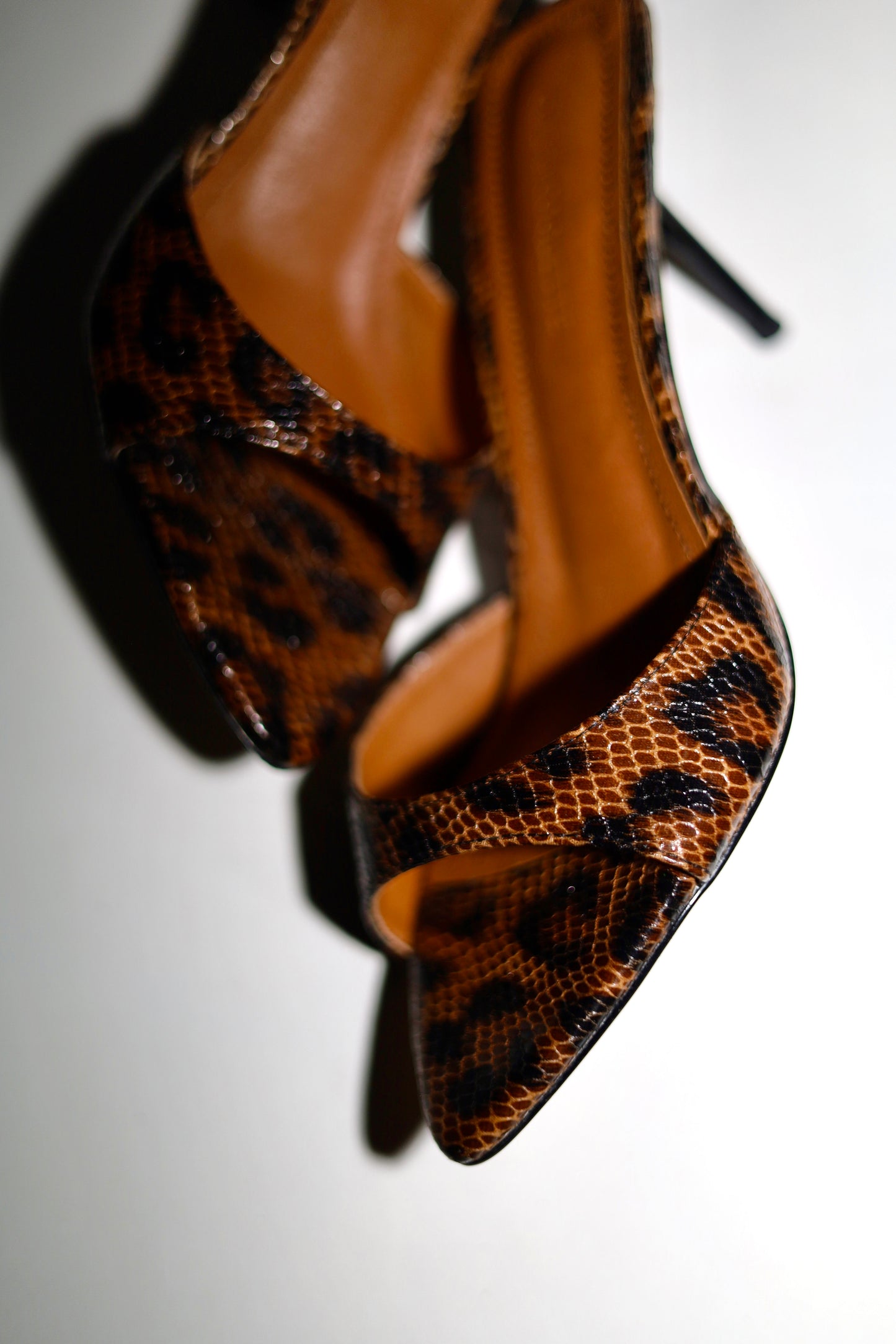 Zena Leopard Vegan Mules 80 mm