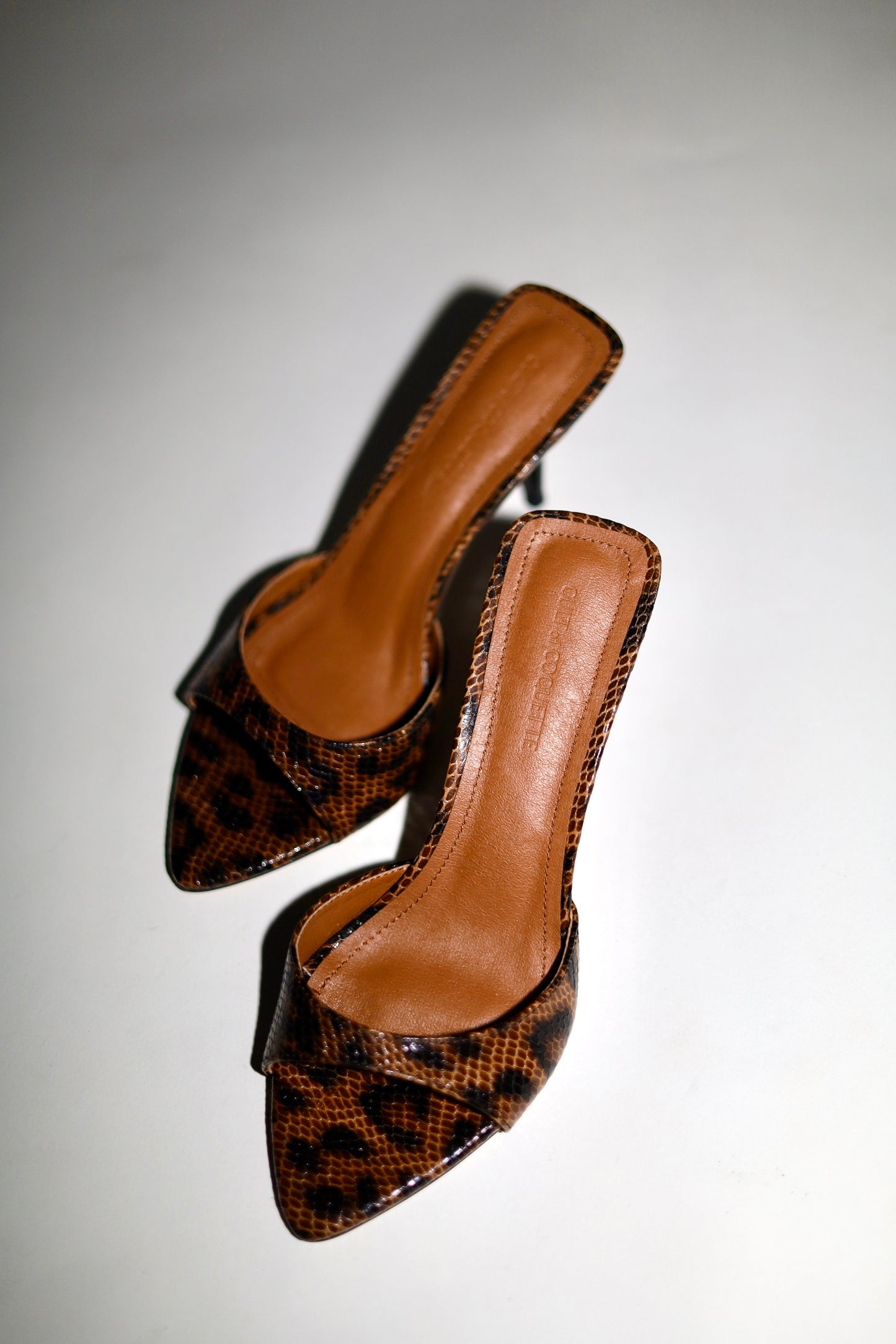 Zena Leopard Vegan Mules 80 mm