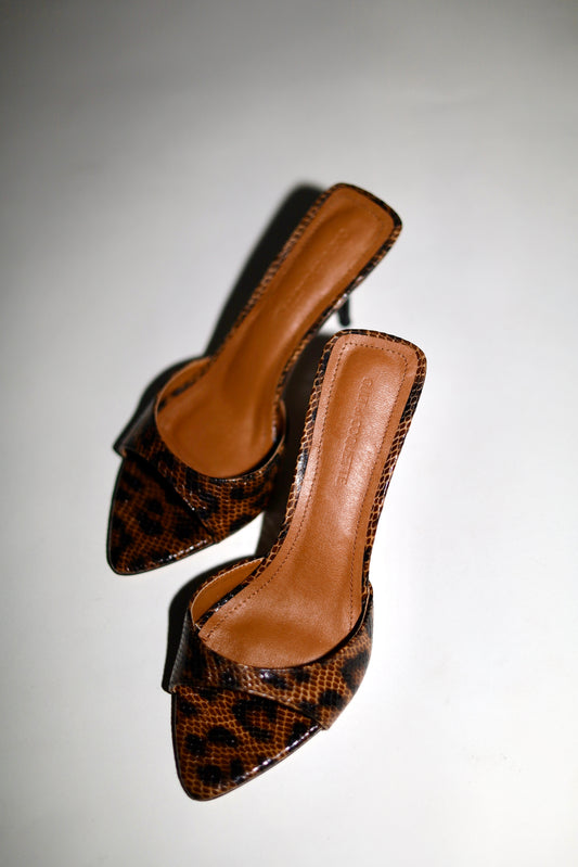 Zena Leopard Vegan Mules 80 mm
