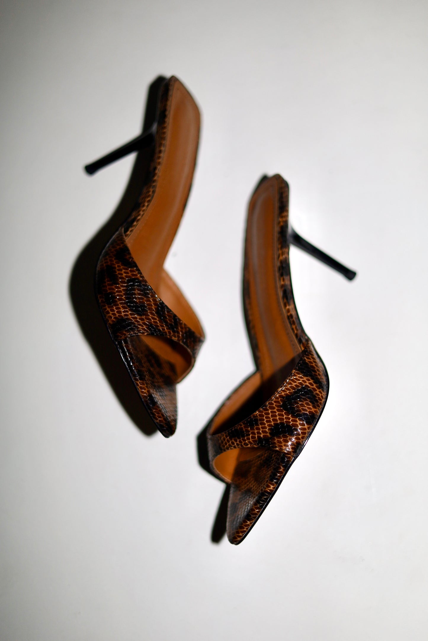 Zena Leopard Vegan Mules 80 mm