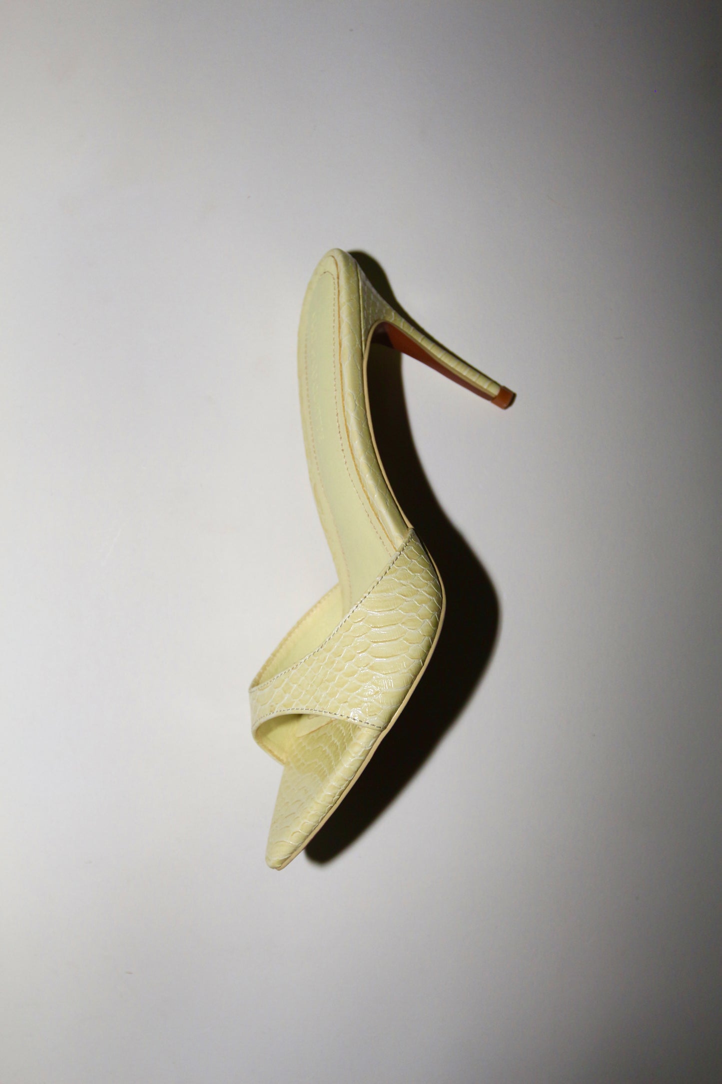 Gia Butter Yellow Reptile Vegan Mules 80 mm