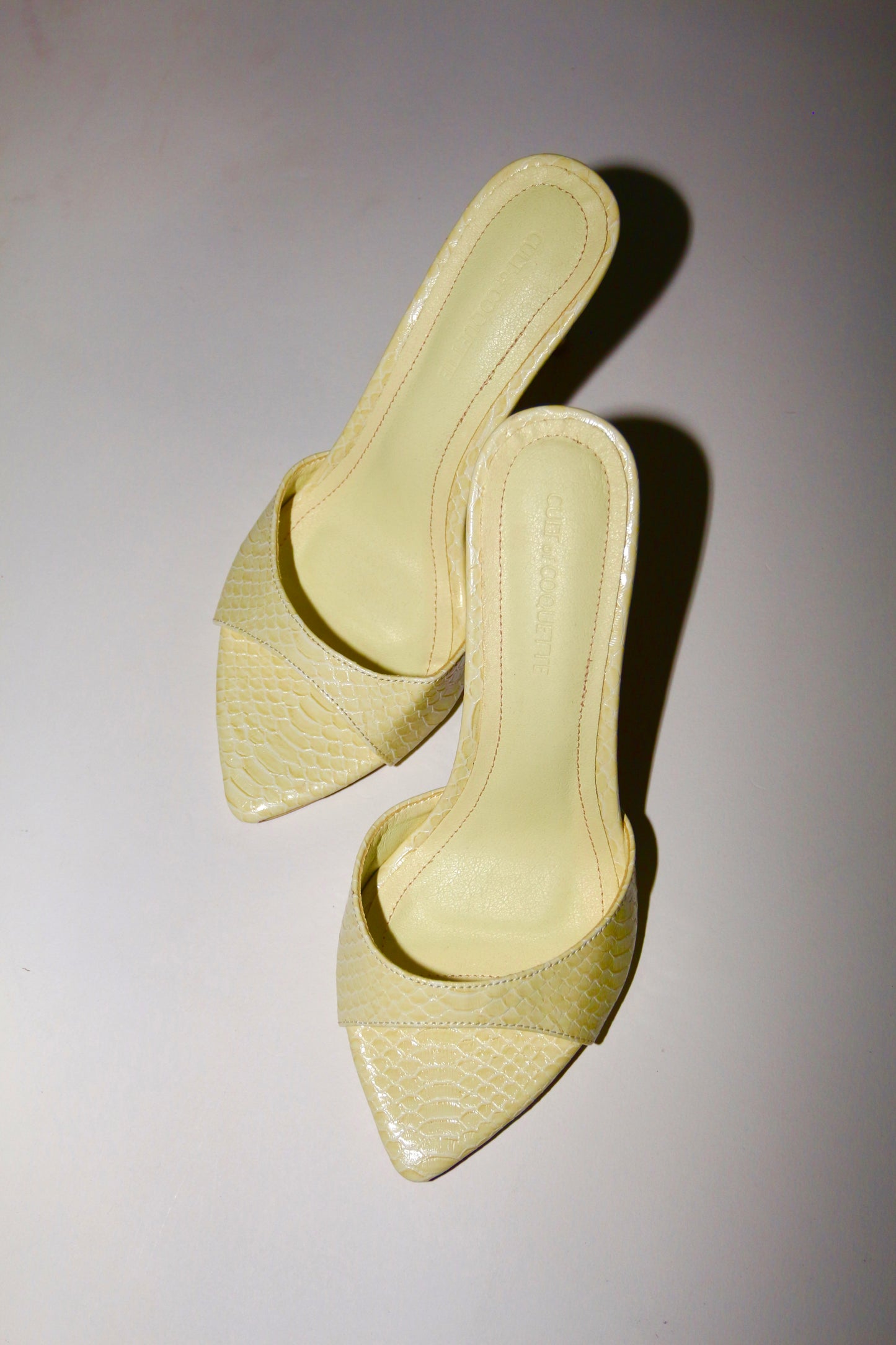 Gia Butter Yellow Reptile Vegan Mules 80 mm