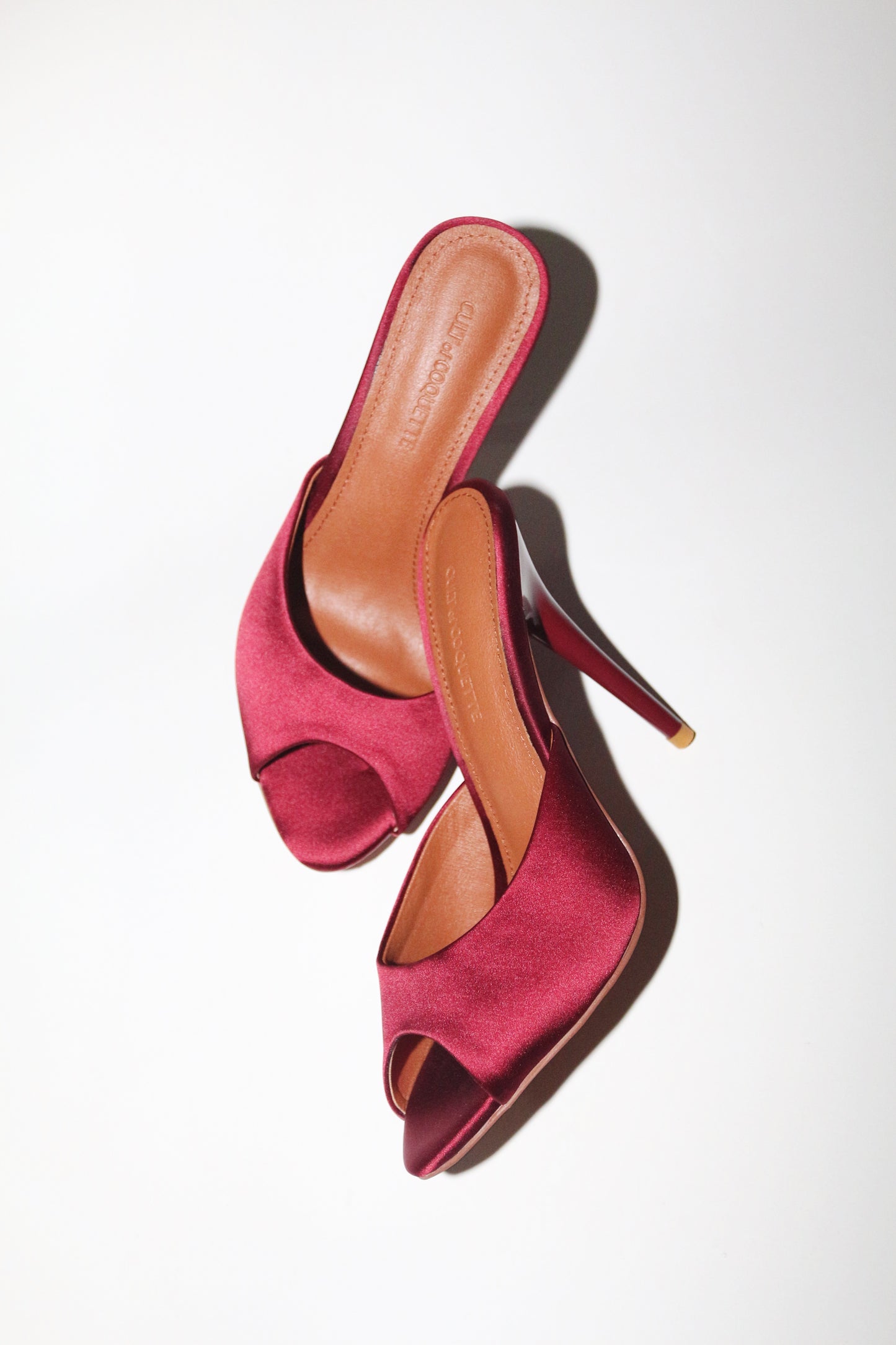 Ford Bordeaux Satin Open Toe Mules