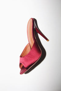 Ford Bordeaux Satin Open Toe Mules