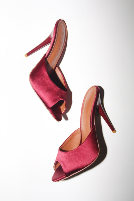 Ford Bordeaux Satin Open Toe Mules