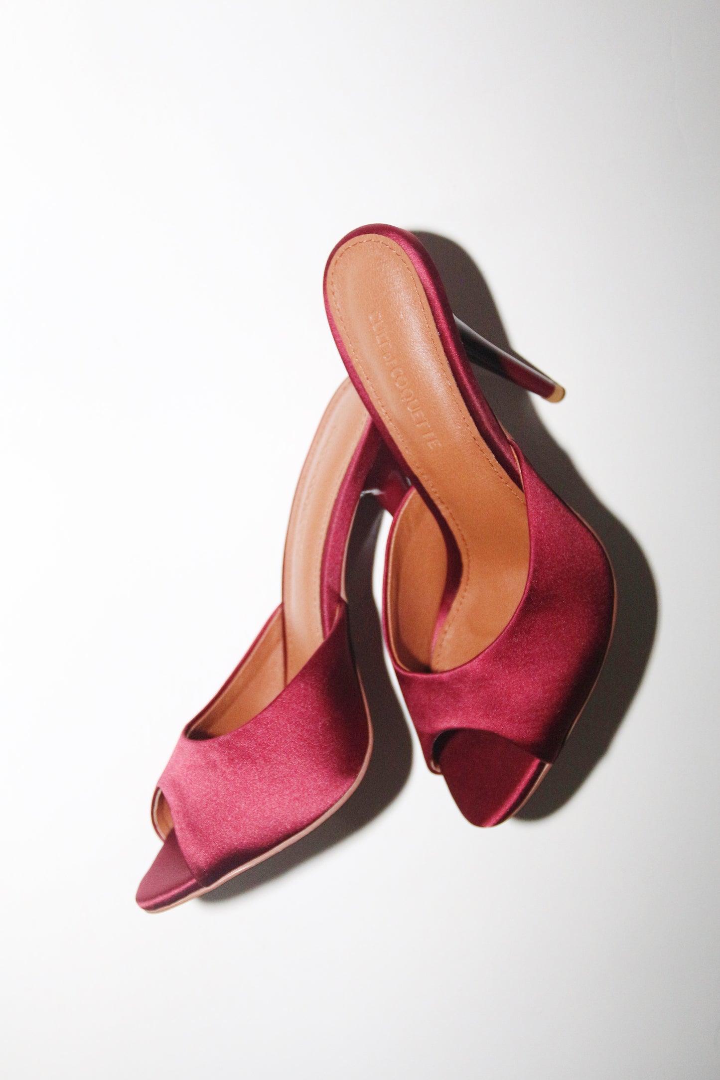 Ford Bordeaux Satin Open Toe Mules