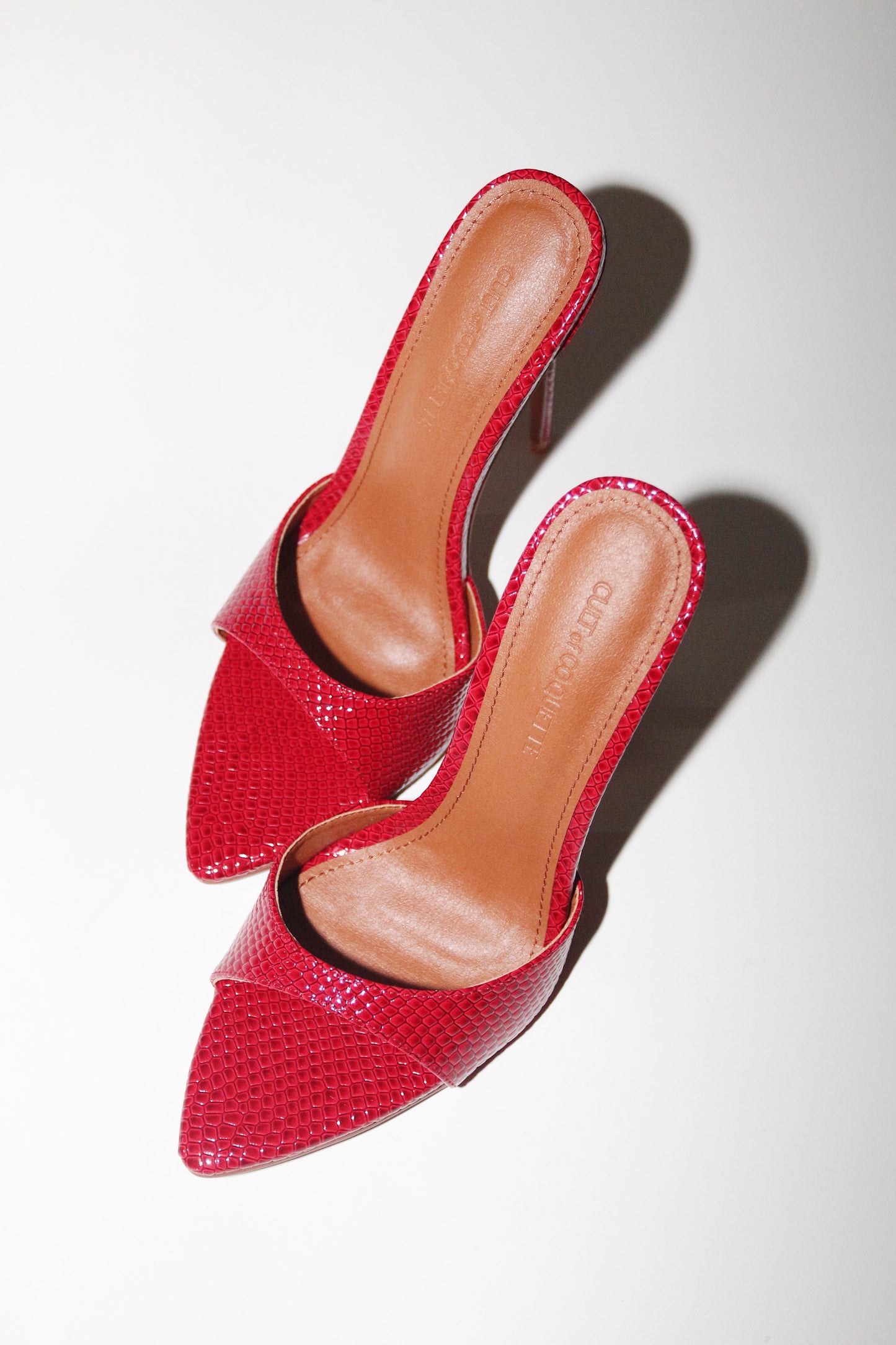 Gia Red Reptile Vegan Mules 120 mm