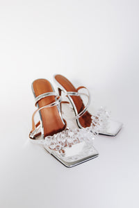 Cybil Clear Drip Chandelier Ankle Wrap Heels