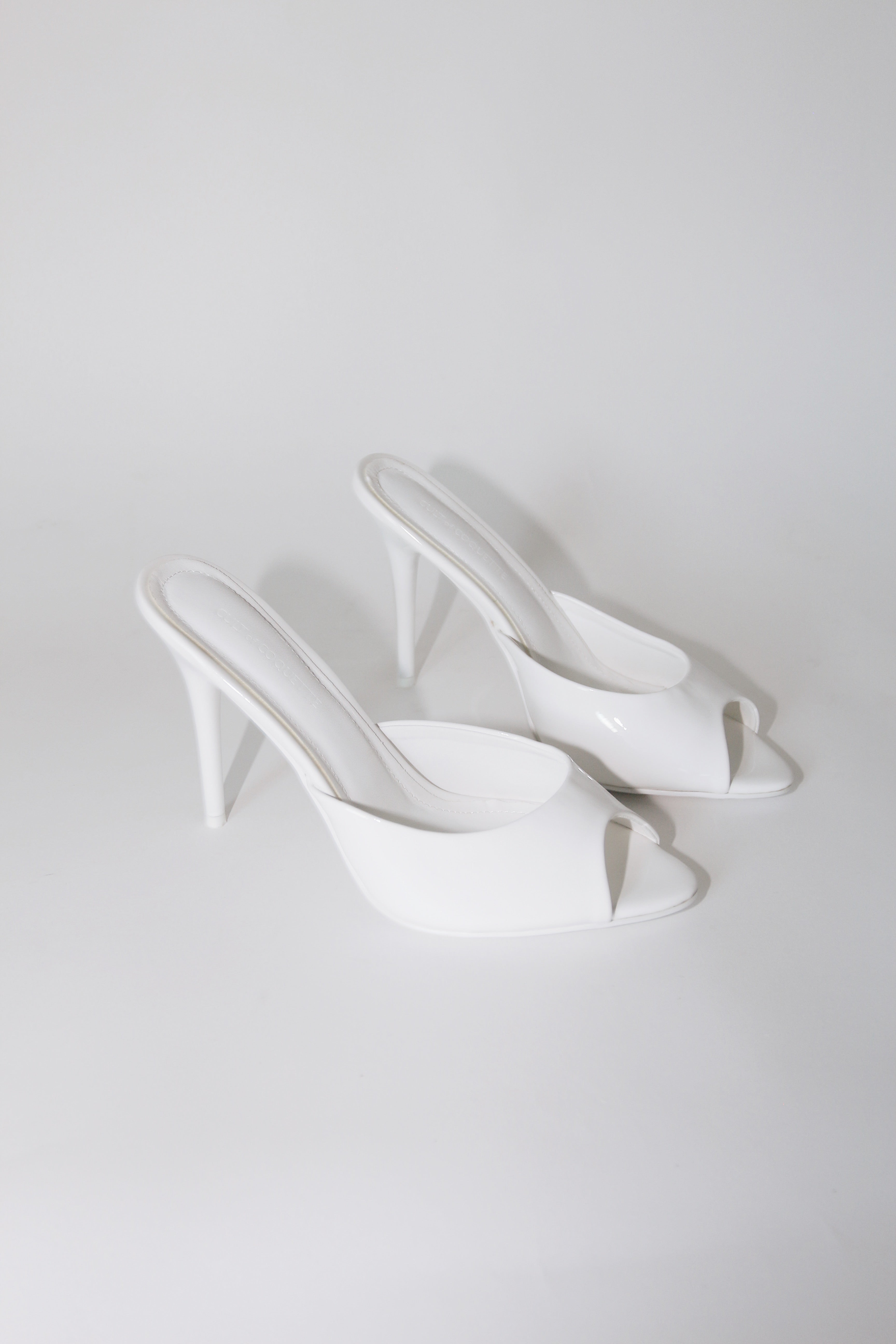 White open fashion toe mule heels