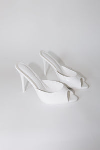 Ford White Patent Vegan Leather Open Toe Mules