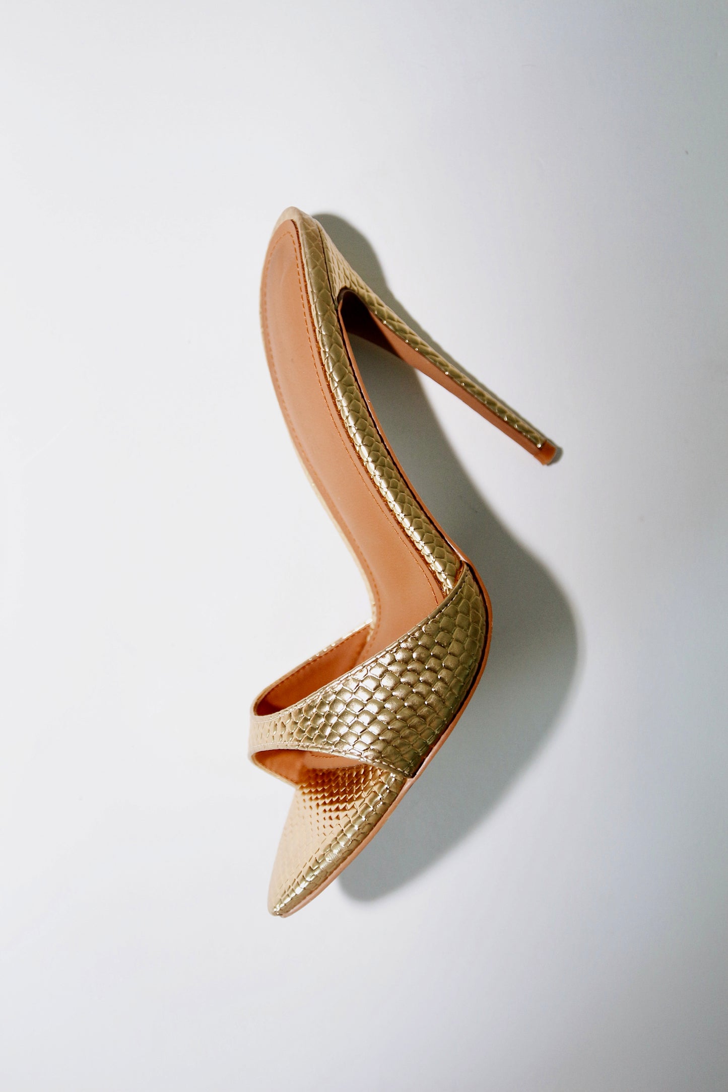 Gia Gold Reptile Vegan Mules 120 mm
