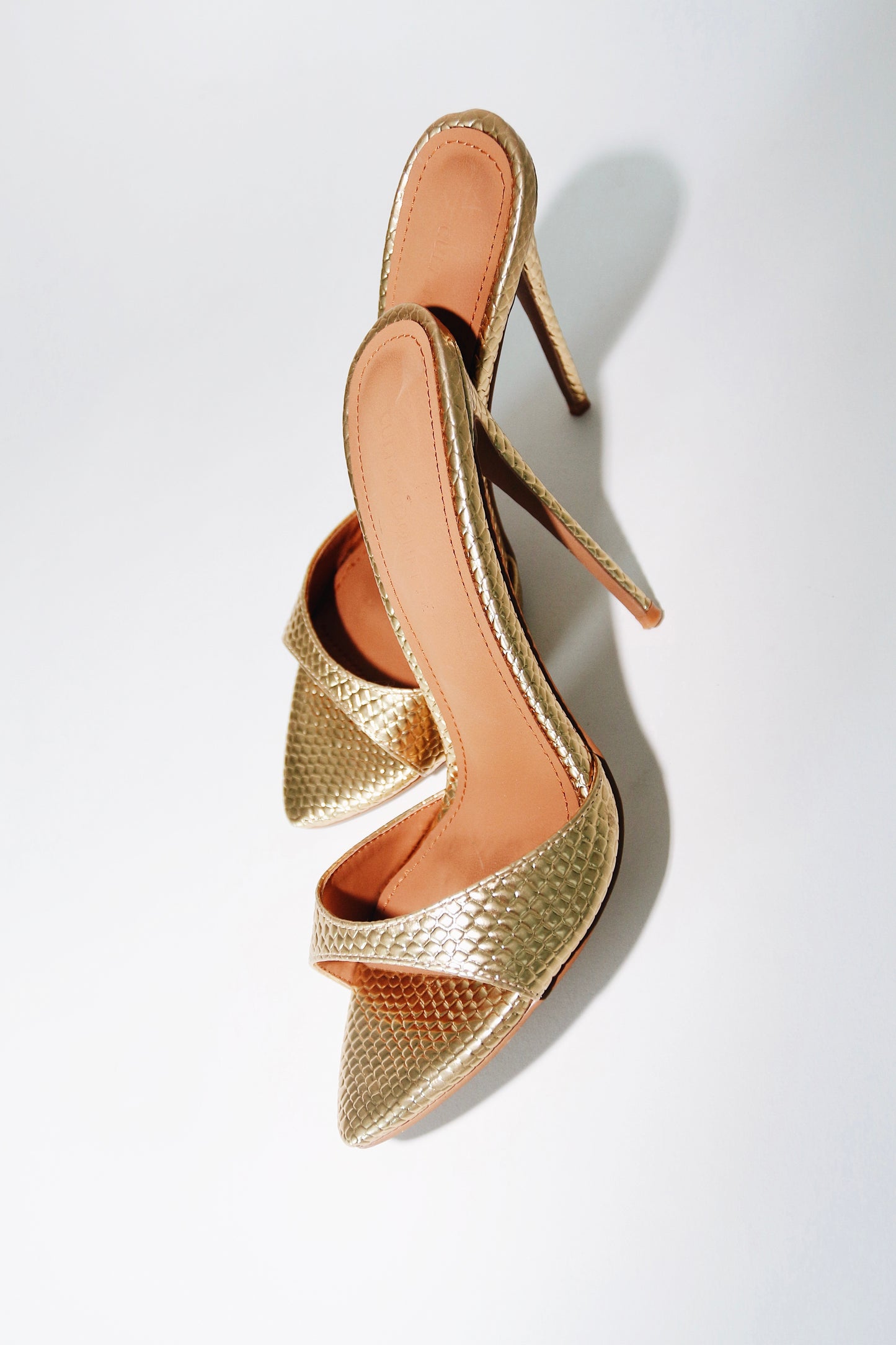 Gia Gold Reptile Vegan Mules 120 mm