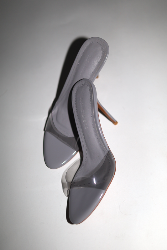 Pamela Clear Grey Mules