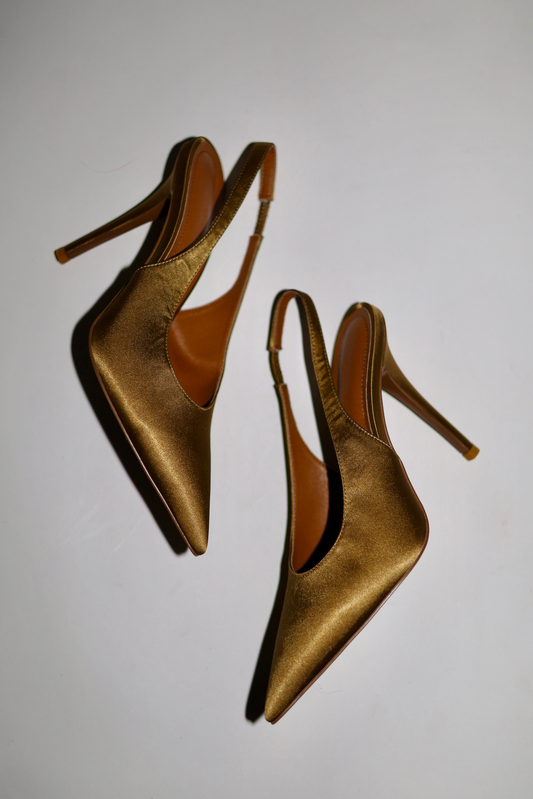 Alexandra Olive Satin Slingback 110 mm