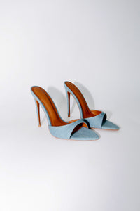 Gia Denim Vegan Mules 120 mm