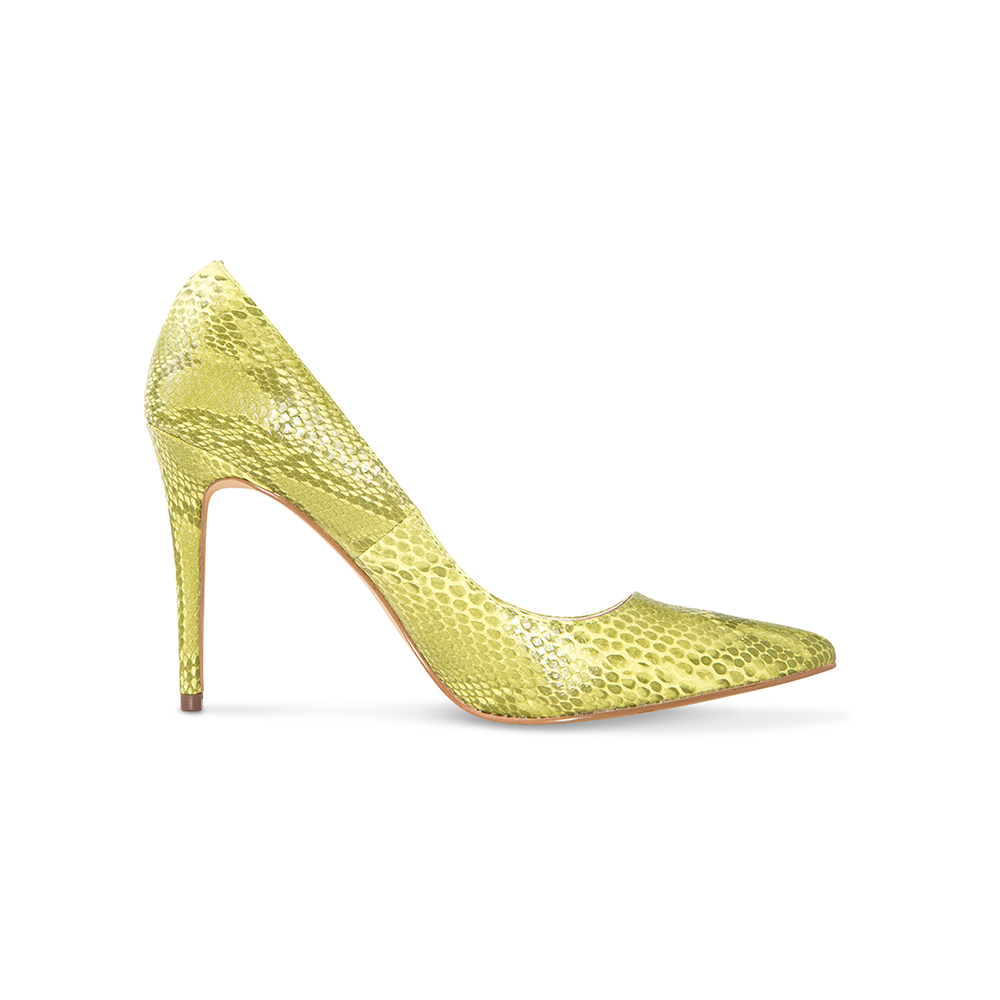 Azar Yellow Vegan Snake Pumps