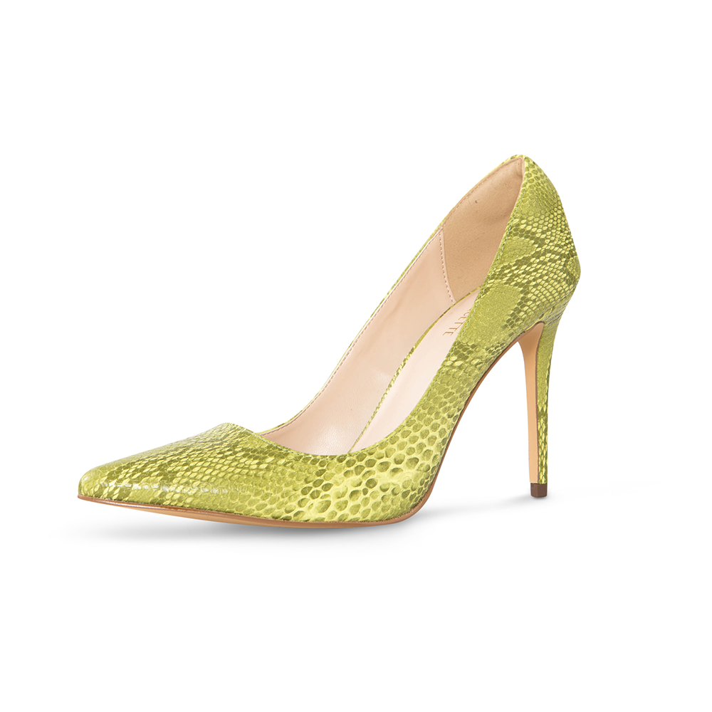 Snakeskin Pattern Pointed Pumps With Thin 13cm Lime Green Heels For Womens  Nightclub And Work From Hangzhoukk, $35.89 | DHgate.Com
