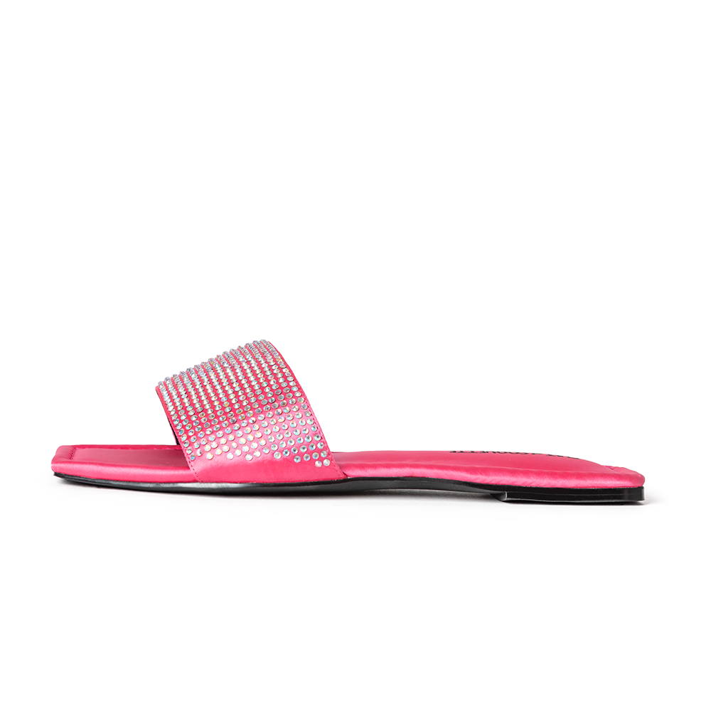 Claire Pink Satin and Crystal Slides