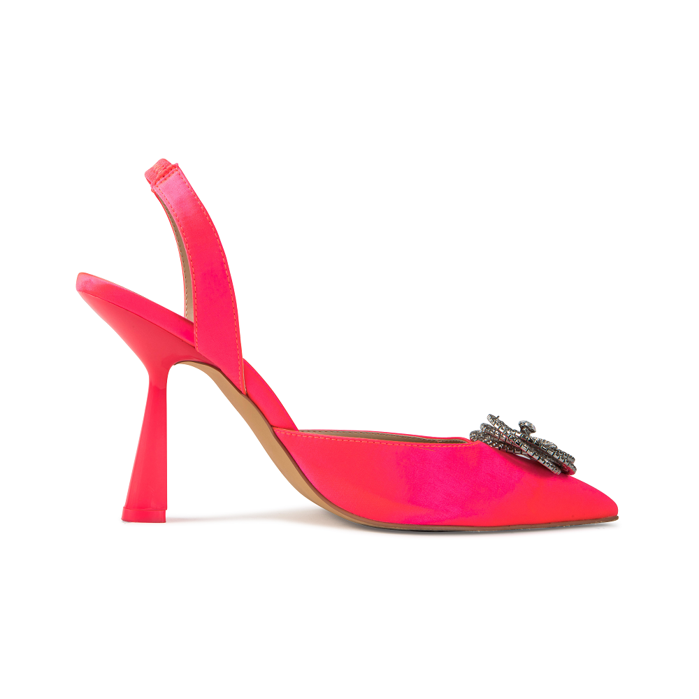 Eartha Hot Pink Satin Sling Backs – Cult of Coquette