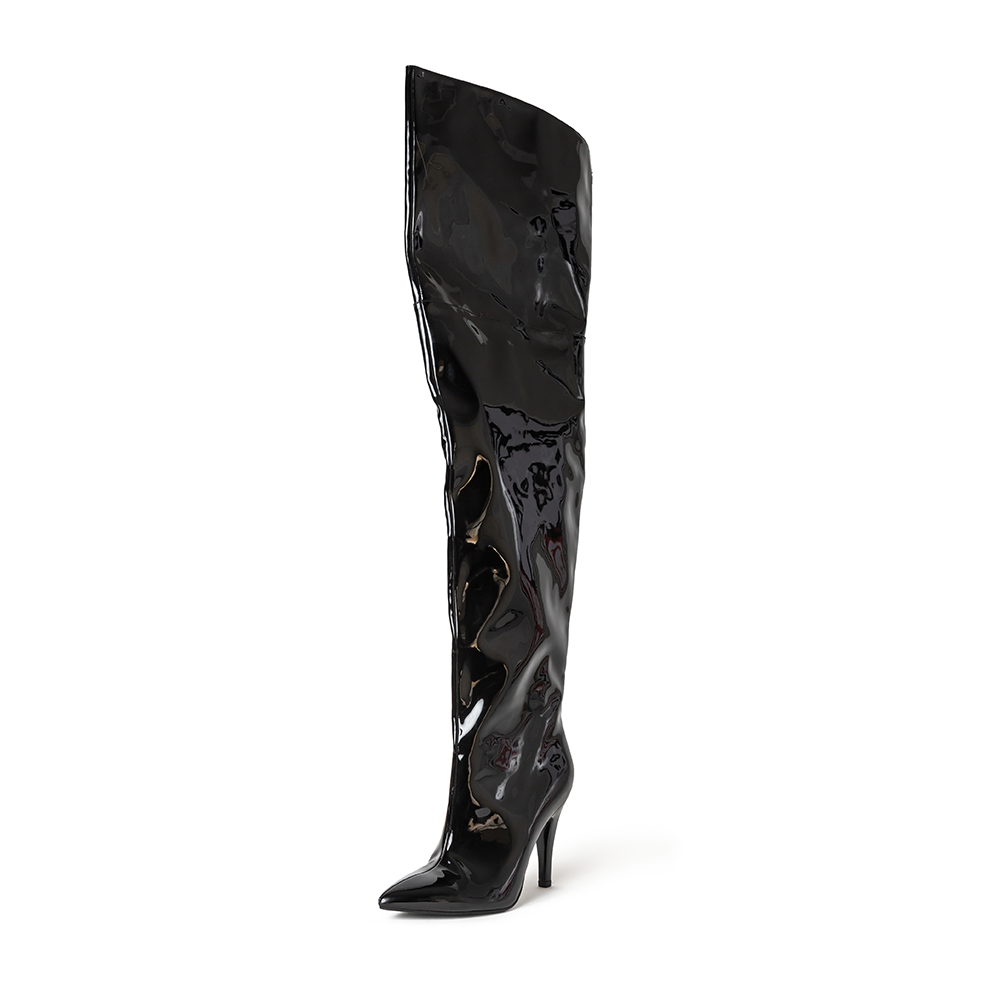 Jane Black Patent Thigh High Boots