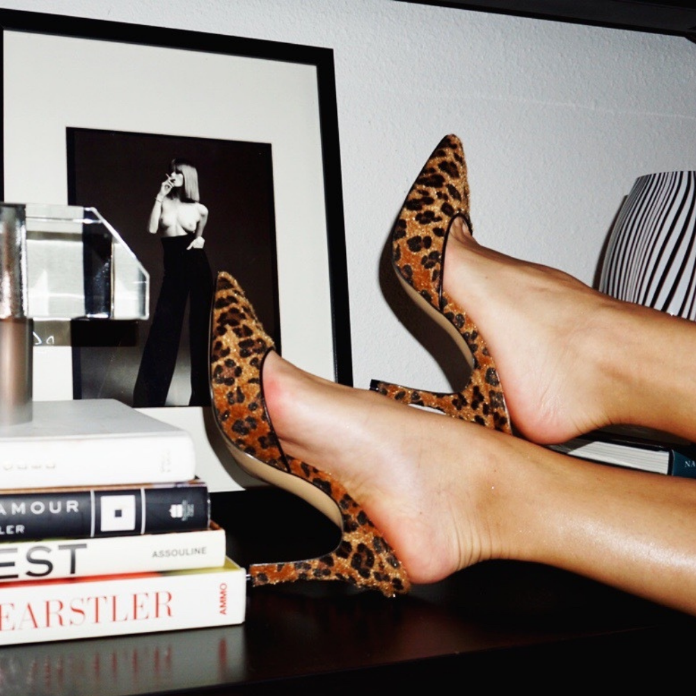 Heeled sales leopard mules